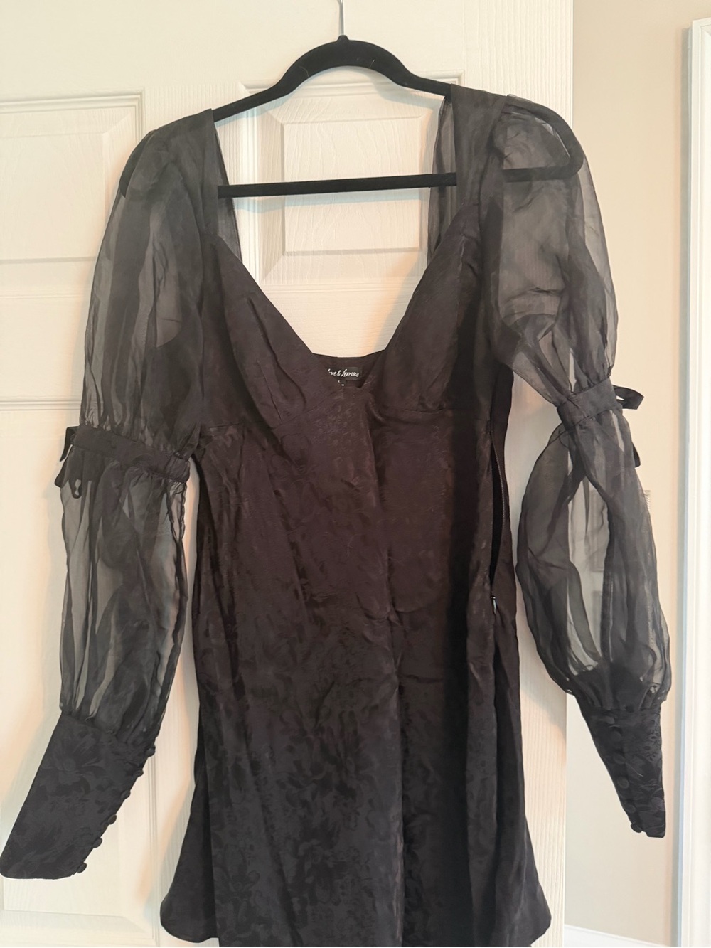 For Love & Lemons Black Floral V-Neck Dress - Picture 2 of 4